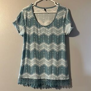 Massini Blue and White Graphic Short Sleeve Tee Size Med